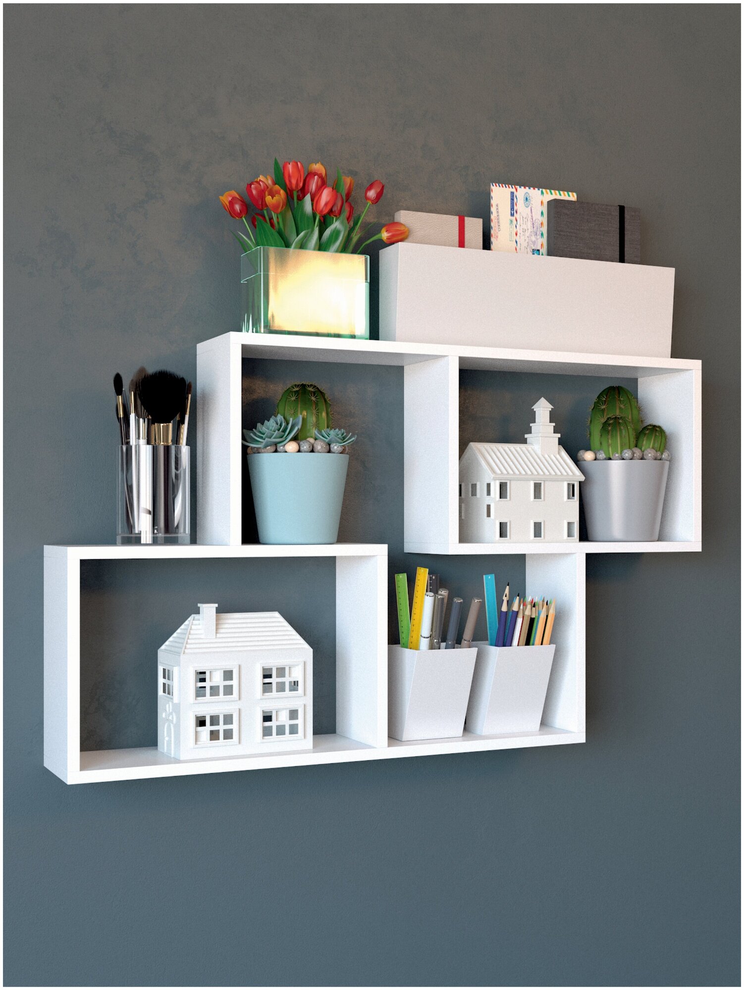 фото Полка настенная белая, книжная полка, полка для книг, полка навесная в комнату, для дома, для дачи