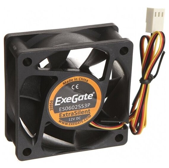 Вентилятор для корпуса Exegate ExtraSilent ES06025S3P 60x60x25 мм 3pin 2500RPM 22dBA (EX283370RUS)