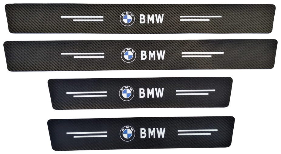 Универсальные защитные накладки на пороги BMW (липкая лента карбон) 4 шт. дл.60/40 см шир. 7 см