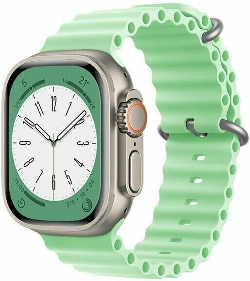 Ремешок для смарт-часов фитнес-браслета Apple Watch Series 1 2 3 4 SE 5 6 7 8 силиконовый дайверский океан Ocean Band Эпл Вотч 38/40/41 мм бирюзовый