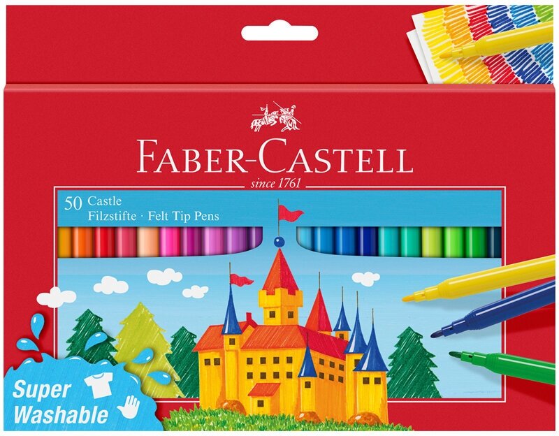 Фломастеры Faber-Castell, 50цв, смываемые