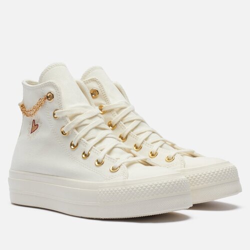 Женские кеды Converse Chuck Taylor All Star Lift Platform Gold Chain белый, Размер 40 EU