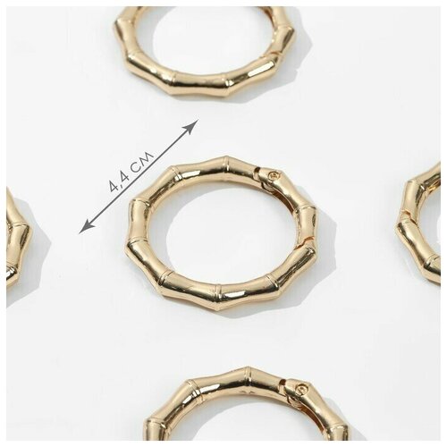 Кольцо-карабин «Бамбук», d = 32/44 мм, толщина - 4 мм, 5 шт, цвет золотой кольцо для салфетки тамоэ 4 5×4 5×3 см цвет золотистый