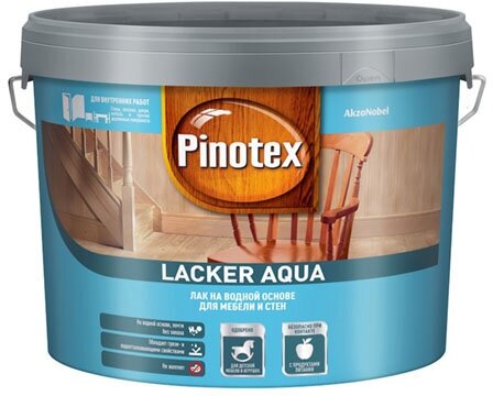 PINOTEX LACKER AQUA 10 лак на водной основе для мебели и стен, д/вн. работ, матовый (9л)