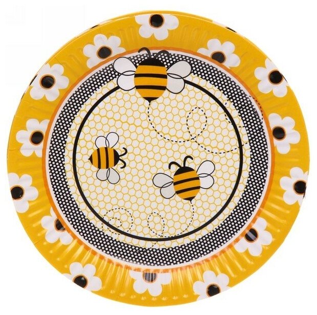 Тарелка бумажная 18 см в наборе 10 шт "Пчелки"