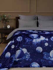 Плед TexRepublic Absolute 180х200 см, 2 спальный, велсофт, покрывало на диван, теплый, мягкий, синий с принтом Космос