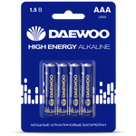Батарейка AAA LR03 1,5V alkaline BL-4шт DAEWOO HIGH ENERGY (5030381) - изображение