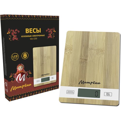 Кухонные весы Матрёна МА-039 (бамбук) весы кухонные матрёна ма 197 8114 хохлома