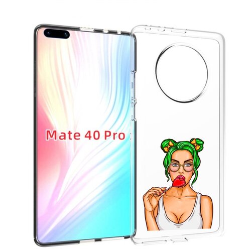 Чехол MyPads девушка-с-чупачупсом-в-виде-сердца женский для Huawei Mate 40 Pro (NOH-NX9) задняя-панель-накладка-бампер