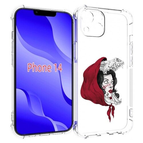 Чехол MyPads Красная шапочка и волк женский для iPhone 14 (6.1) задняя-панель-накладка-бампер