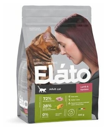 Корм для взрослых кошек Elato с ягненком и олениной 0,3 кг