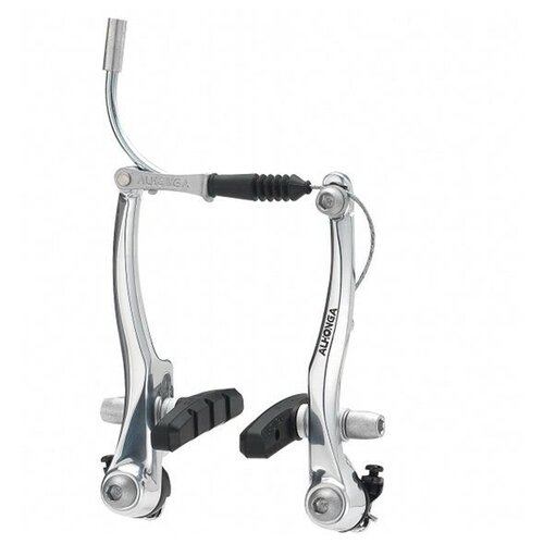 фото Alhonga тормоза v-brake hj-721adx для mtb/trekking/city, алюминий, рамки 110мм, пружина линейная, серебр., с колодками hj-601.12 (60мм), 181г/колесо, пер.+зад.