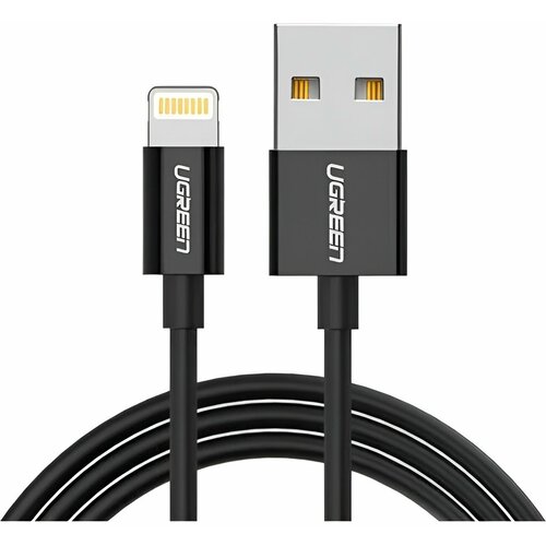 Кабель UGREEN USB-A Male to Lightning Male Cable Nickel Plating ABS Shell 1m US155 (Black) (80822) кабель ugreen us155 80313 usb a male to lightning male cable nickel plating abs shell white