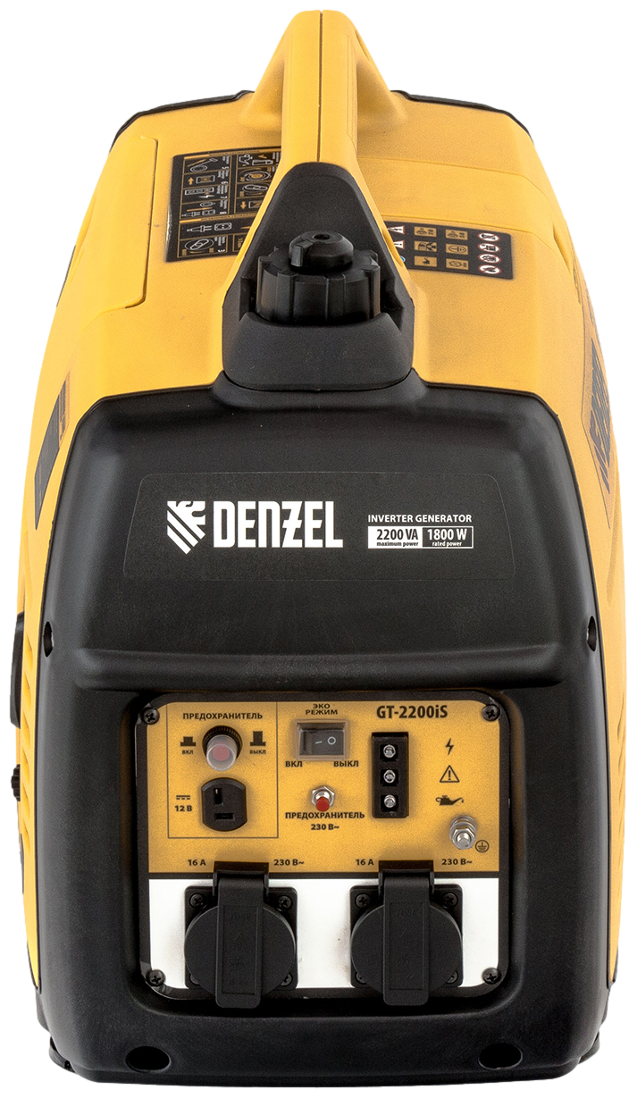 Генератор инверторный DENZEL GT-2200iS, 2,2 кВт, 230 В, бак 4 л, закрытый корпус 94702 - фотография № 2