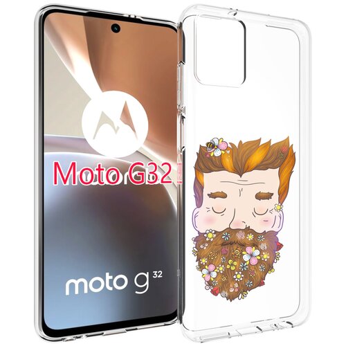 Чехол MyPads мужчина с цветами в бороде для Motorola Moto G32 задняя-панель-накладка-бампер чехол mypads мужчина с цветами в бороде для motorola defy 2021 задняя панель накладка бампер