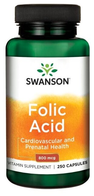 Folic Acid, 800 мкг, 150 мл, 100 г, 250 шт.