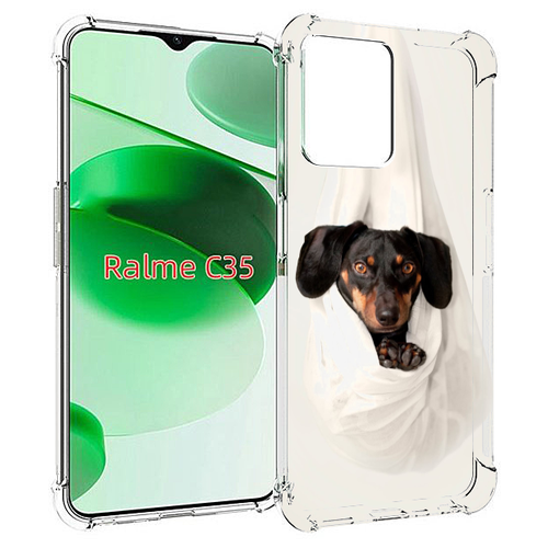Чехол MyPads такса собака для Realme C35 / Narzo 50A Prime задняя-панель-накладка-бампер