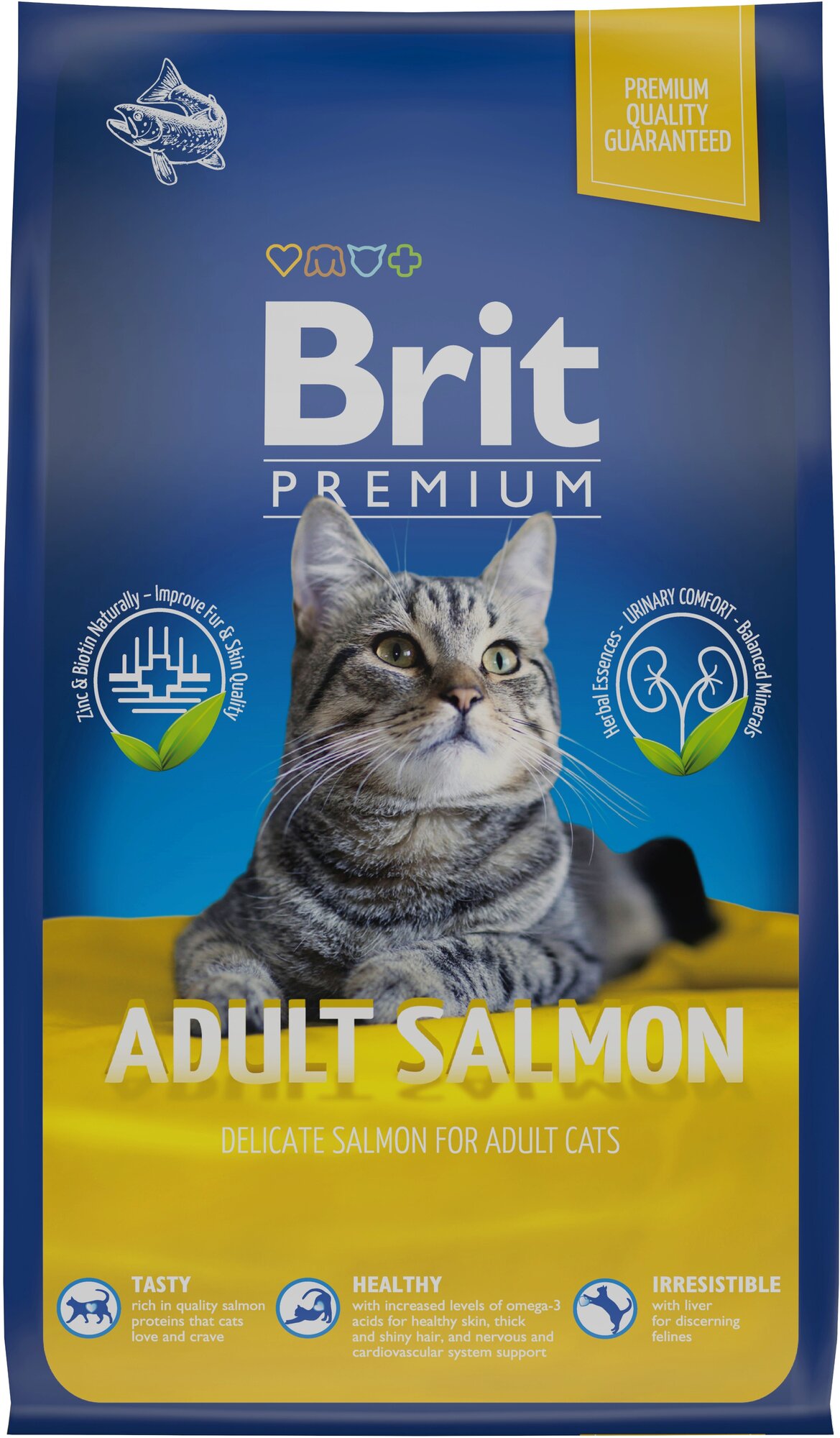Сухой корм для кошек Brit Premium с лососем (кусочки в соусе)