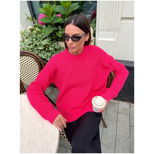 фото Свитер базовый из хлопка (малиновый) (one size) charmstore