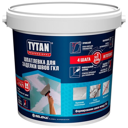 Шпатлевка полимерная для гипсокартона Tytan Professional, 10 кг, белая