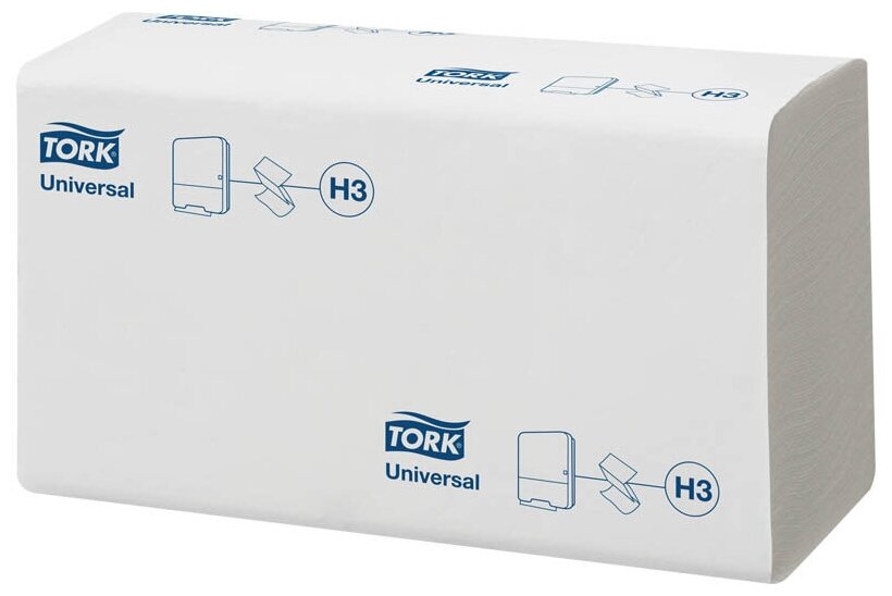 Полотенца бумажные листовые TORK Universal (ZZ-сложение)(H3), 1 слой, 250л/пач, белые