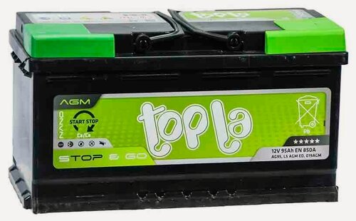 Изображение товара Аккумулятор автомобильный Topla AGM Stop&Go 95 А/ч 850 А обр. пол. 114090 Евро авто (353x175x190)