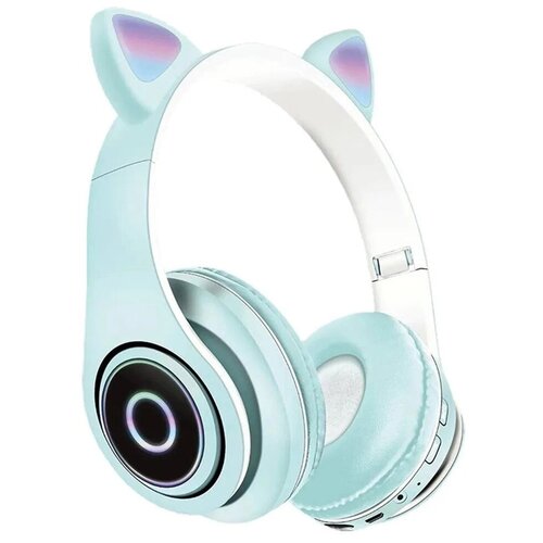 Беспроводные наушники кошачьи ушки Cat Ear Headphones - p38 Светло-Голубые (бирюзовые) наушники bluetooth кошачьи ушки hoco w42 cat ear purple grape