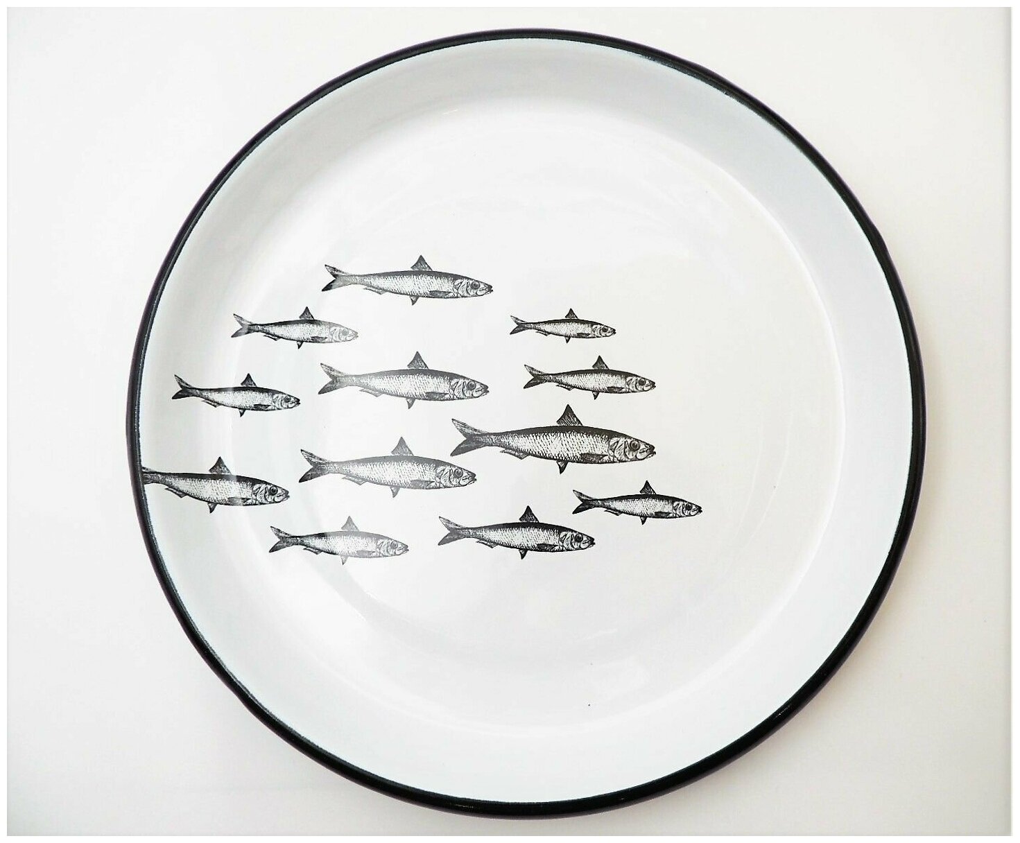 Тарелка эмалированная Эмалика "Рыбки" 22см
