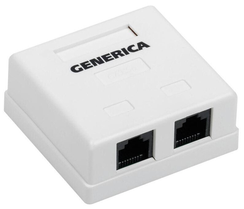 Розетка информационная RJ45 кат.5е UTP 2 порта настенная GENERICA ITK, IEK CS2-1C5EU-22-G (1 шт.)