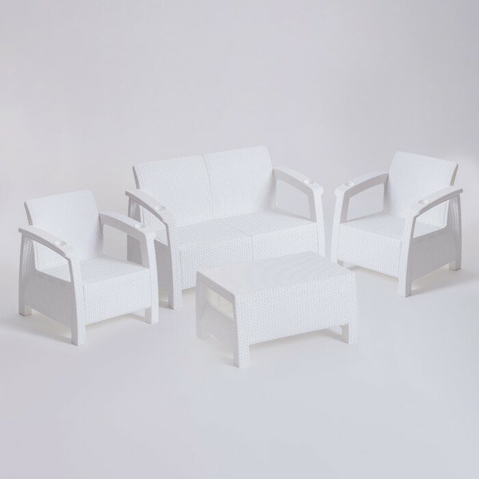 Набор садовой мебели: диван, 2 кресла, стол, белого цвета 9539553 - фотография № 1