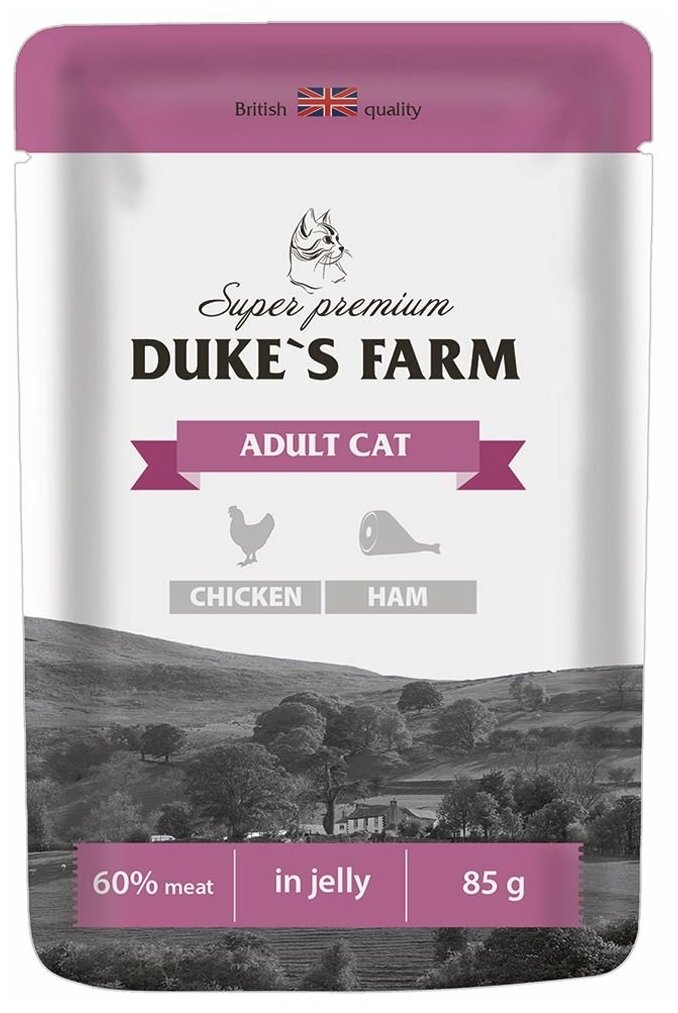 Корм для кошек DUKE'S FARM курица, ветчина конс. пауч