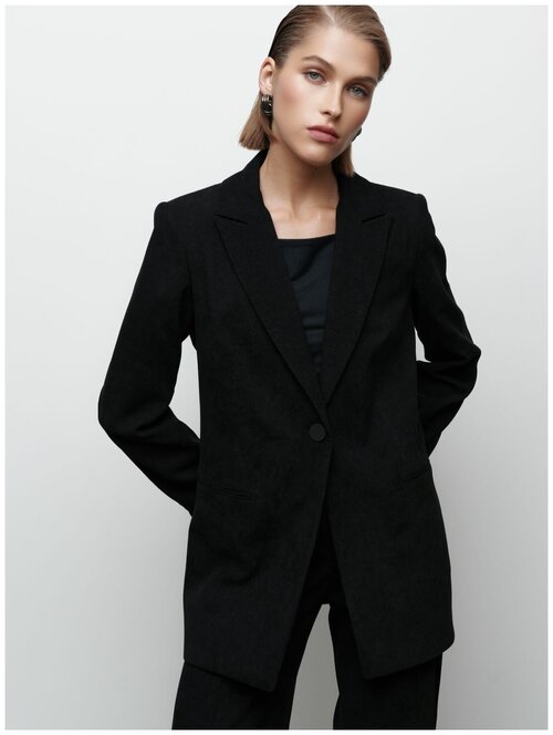 Пиджак nerrro, средней длины, силуэт полуприлегающий, размер 46 (М), черный