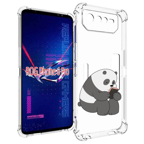 Чехол MyPads панда-в-телефоне для Asus ROG Phone 6 Pro задняя-панель-накладка-бампер