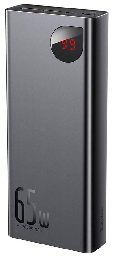 Внешний аккумулятор Baseus Adaman Metal Digital Display Quick Charge Power Bank 20000mAh 65W - черный (PPIMDA-D01)