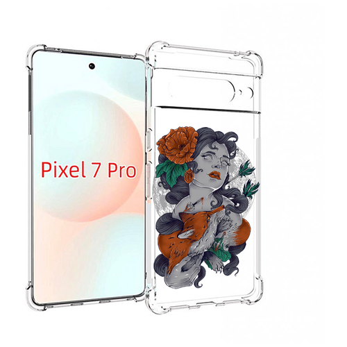 Чехол MyPads темная девушка с лисой для Google Pixel 7 Pro задняя-панель-накладка-бампер