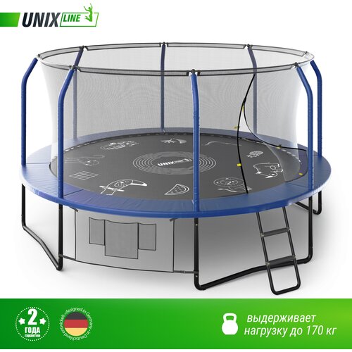 Каркасный батут Unix Line 14ft Supreme Game 427х427х269 см , blue