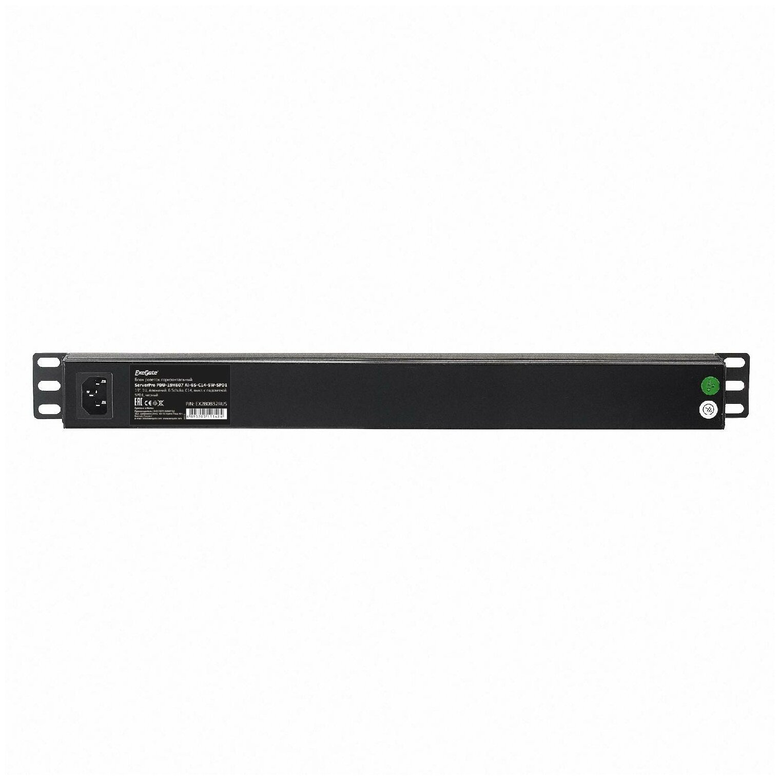 Exegate EX280832RUS Блок розеток ExeGate ServerPro PDU-19H607 Al-6S-C14-SW-SPD1, 19",1U,алюм, 6Schuko, С14, SPD1 - фото №3