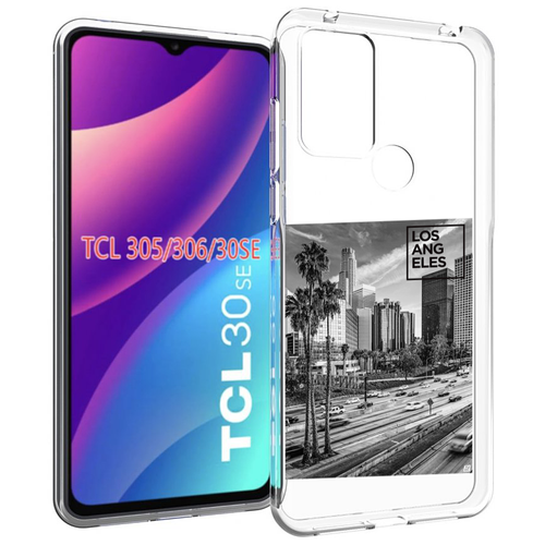 чехол mypads черно белый скелет с яркими глазами для tcl 30 tcl 30 5g tcl 30 plus задняя панель накладка бампер Чехол MyPads черно белый лос анджелес для TCL 30SE / TCL 305 / TCL 306 / TCL 30E задняя-панель-накладка-бампер