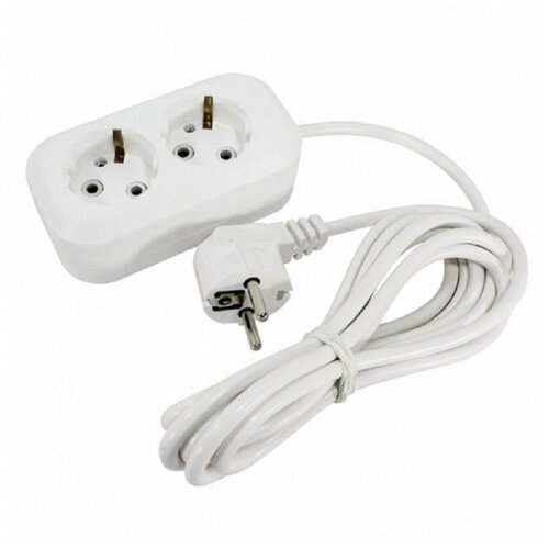 Удлинитель пересвет 2 гнёзда с/з 2 м белый (ПВС 3*0,75)