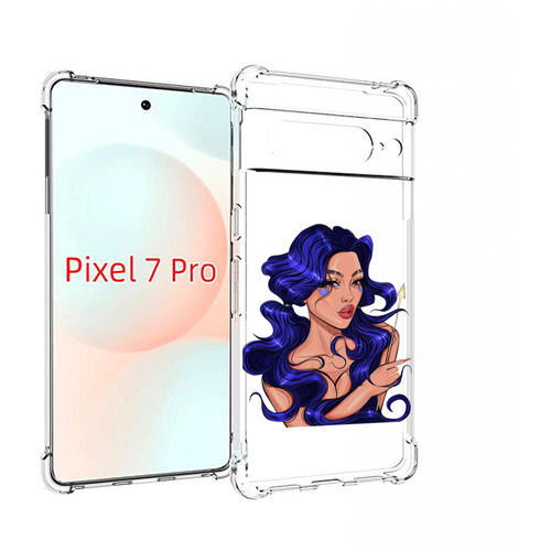 Чехол MyPads красивая-девушка-с-синими-волосами женский для Google Pixel 7 Pro задняя-панель-накладка-бампер