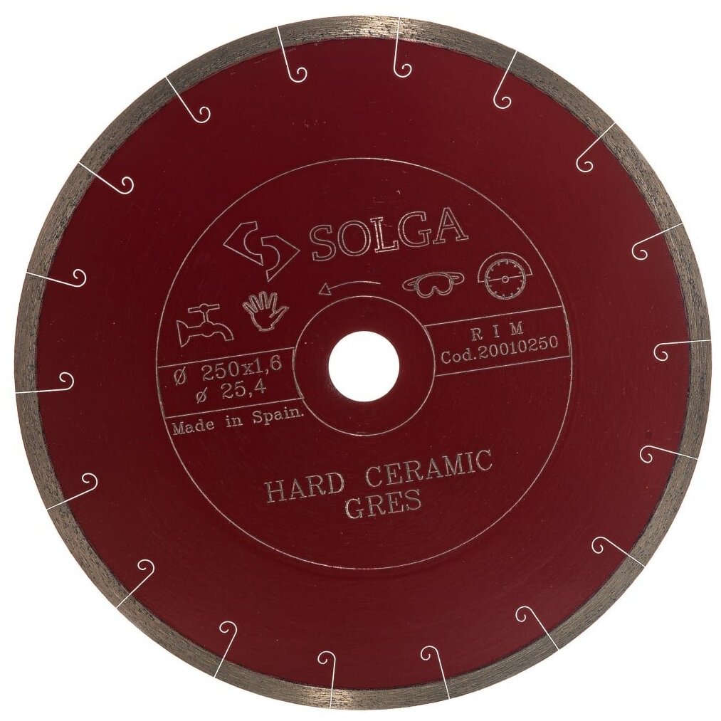 Solga Diamant Диск алмазный HARD CERAMICS сплошной керамогранит 250мм/25,4 20010250