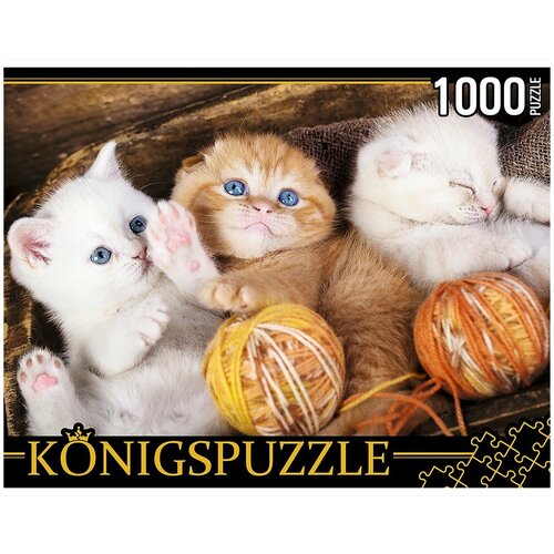 Пазл Konigspuzzle Три котенка с клубками 1000 элементов пазл три котёнка с клубками 1000 элементов konigspuzzle штk1000 0644