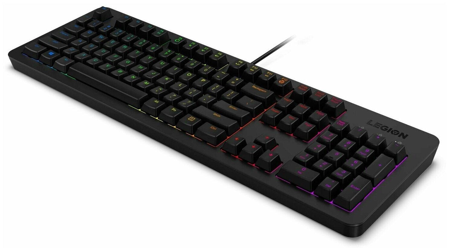 Клавиатура LENOVO Legion K300, USB, c подставкой для запястий, красный [gy40y57709] - фото №2