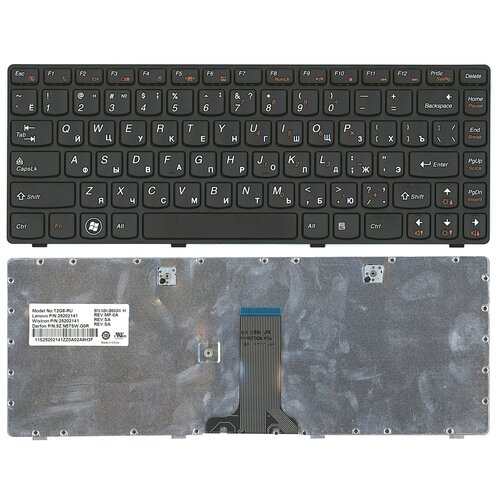Клавиатура для ноутбука Lenovo IdeaPad Z380 Z480 Z485 G480 черная рамка черная 600₽