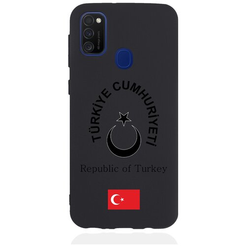 Черный силиконовый чехол для Samsung Galaxy M21 Черный лаковый Герб Турции