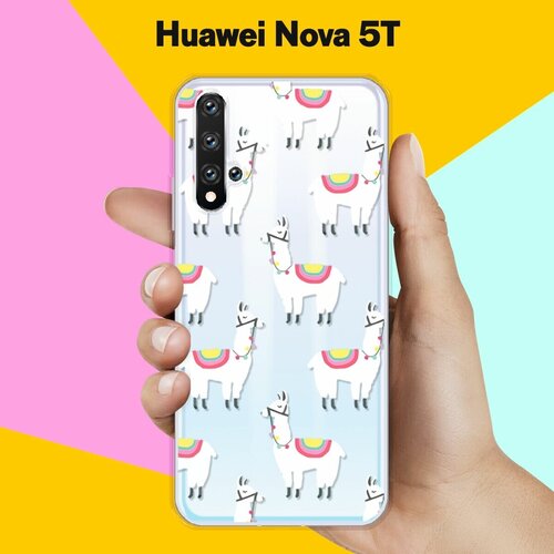 Силиконовый чехол Белые ламы на Huawei Nova 5T силиконовый чехол цветные ламы на huawei nova 5i