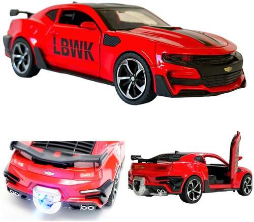 Машинка металлическая модель Шевроле Камаро / Chevrolet Camaro (1:24) 21 см, инерционная со световыми и звуковыми эффектами, с имитацией пара 19304