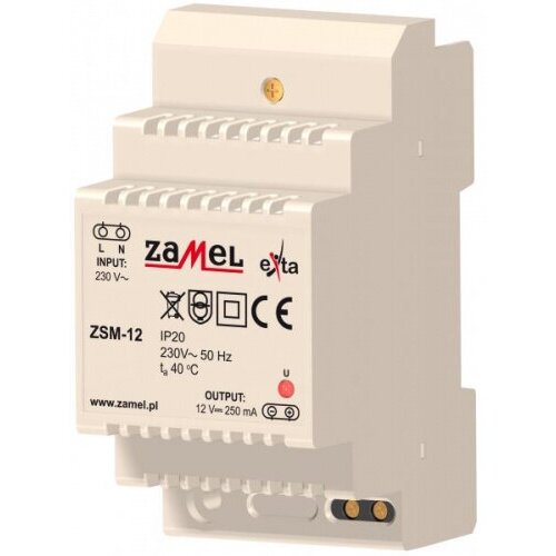 Zamel Блок питания стабилизированный 230VAC/12VDC 250мА IP20 на DIN рейку 3мод (арт. ZSM-12)