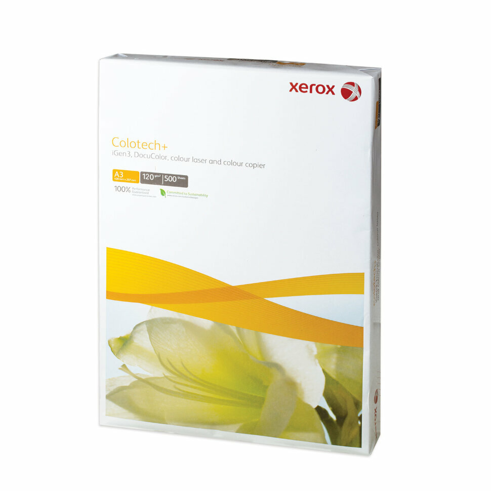 Бумага XEROX COLOTECH PLUS большой формат (297х420 мм), А3, 120 г/м2, 500 л, для полноцветной лазерной печати, А++, 170% (CIE), 003R98848, 110860