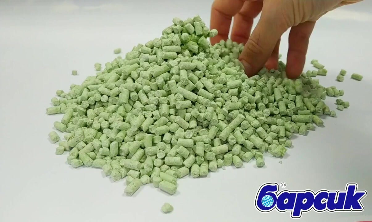 Натуральный комкующийся наполнитель для кошачьего туалета Барсик TOFU Зелёный Чай 15л — фото 1